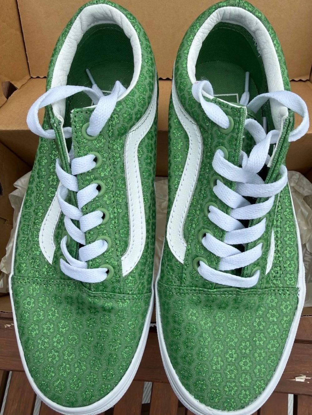 VANS - Old Skool Micro Daisy Green
 - Size Women 7 NIB W/ Xtra Checkerd Laces